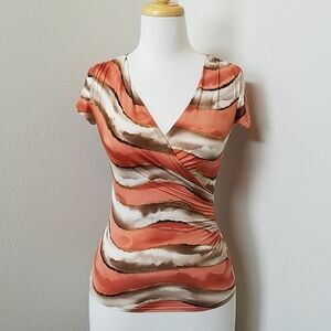 Boston Proper Orange, Cream, Brown Top